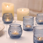 40 Pcs Blue Candle Holders Bulk, Dusty Wedding Decor- Assorted Tea Light Candle Holders for Blue Bridal Shower, alternate