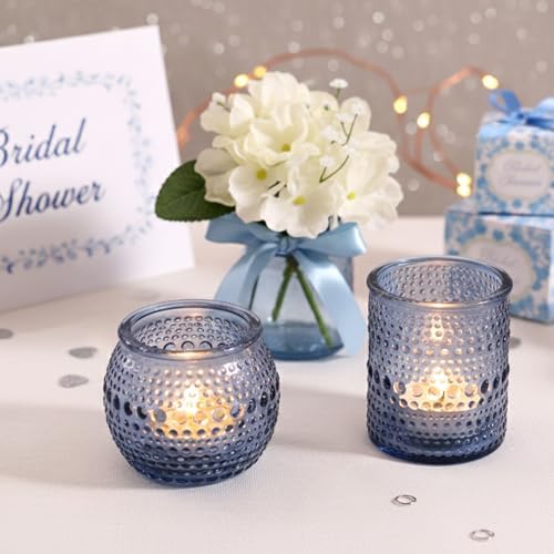 40 Pcs Blue Candle Holders Bulk, Dusty Wedding Decor- Assorted Tea Light Candle Holders for Blue Bridal Shower, alternate