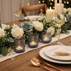 40 Pcs Blue Candle Holders Bulk, Dusty Wedding Decor- Assorted Tea Light Candle Holders for Blue Bridal Shower, alternate