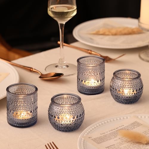 40 Pcs Blue Candle Holders Bulk, Dusty Wedding Decor- Assorted Tea Light Candle Holders for Blue Bridal Shower, alternate