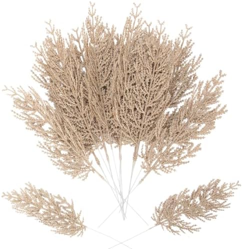 40 Pcs Glitter Artificial Ceadr Pine Picks for Christmas Decor