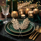 40 Pcs Gold Glitter Artificial Cedar Stems, Christmas Tree Picks, alternate view 4