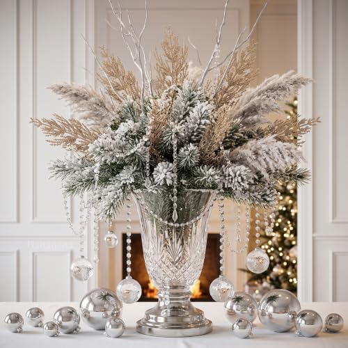 40 Pcs Gold Glitter Artificial Cedar Stems, Christmas Tree Picks, alternate view 6