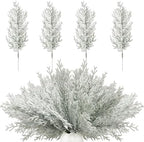 40 Pcs Snow Frosted Cedar Branches, Artificial Christmas Picks