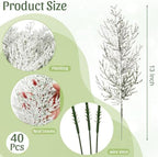 40 Pcs Snow Frosted Cedar Branches, Artificial Christmas Picks, alternate view 3