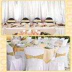 40 Pcs Spandex Chair Covers with Bowknot Sashes, Black, Gold in Gold, alternate view 5