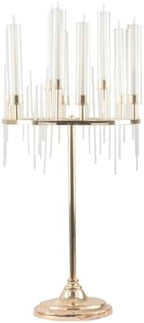 40" Tall 9-Arm Gold Candelabra Centerpiece, Luxury Taper Candle Holder with Clear Glass Hurricane Shades &, alternate view 7