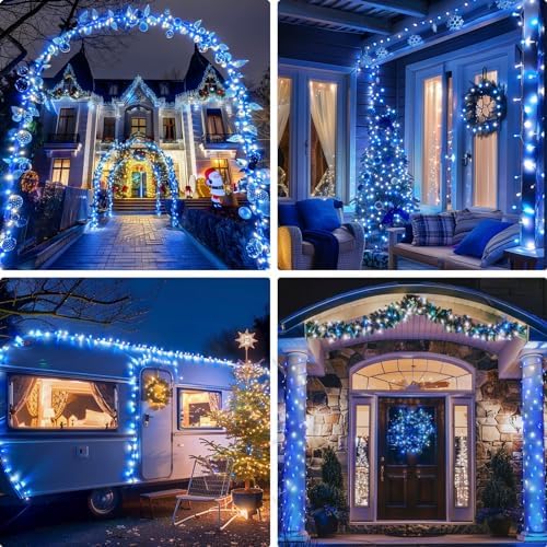 400 LED Blue and White Christmas Lights Indoor Outdoor with Remore, alternate view 3