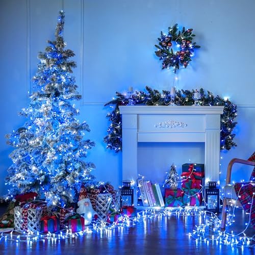 400 LED Blue and White Christmas Lights Indoor Outdoor with Remore, alternate view 4