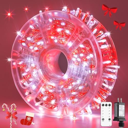 400 LED Red and White Christmas Lights Outdoor with Remote