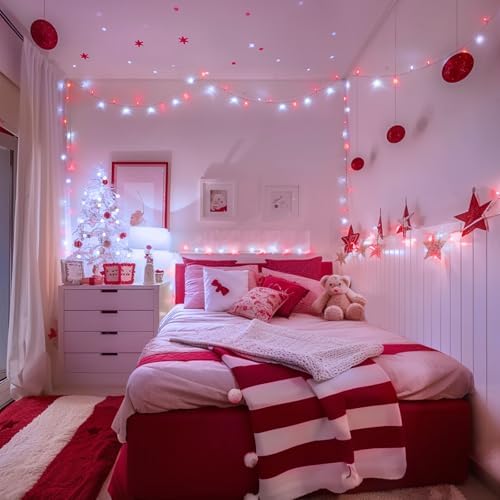 400 LED Red and White Christmas Lights Outdoor with Remote, alternate view 2