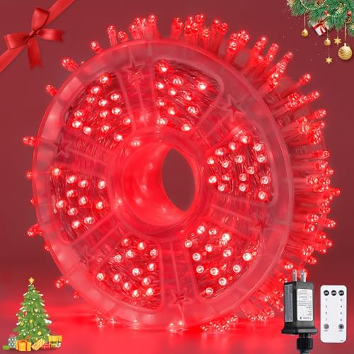 400 LED Red Christmas Lights, 132ft String Lights Plug in