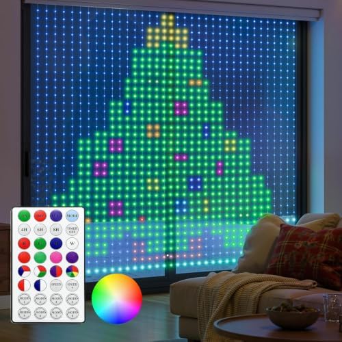 400 LED RGB Smart Curtain Fairy Lights with Remote, 6.6x6.6ft in 6.6x6.6ft