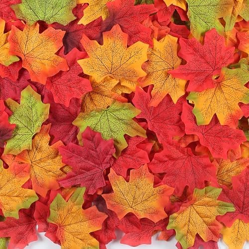 400 Pieces Fall Leaves, Fall Maple Leaf Leaves Decor 3.15 Inch Faux Autumn Leave for Crafts Thanksgiving, alternate view 4