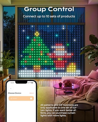 400 RGB LED Smart Curtain Lights with APP Control, 6.6x6.6Ft in 6.6x6.6Ft in 400LED-RGB, alternate view 5