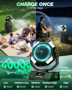 40000mAh Misting Fans for Outside, 15L Large Tank Portable Misting Fan, Battery Powered Outdoor Mister Fan with, alternate