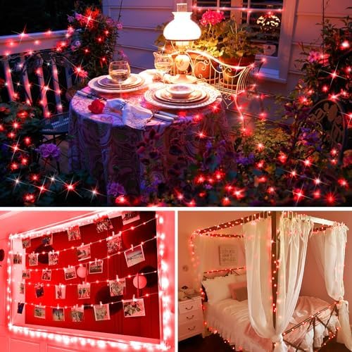 400FT 1200LED Green Wire Outdoor Fairy Lights Plug in Red Christmas, alternate view 2