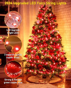 400FT 1200LED Green Wire Outdoor Fairy Lights Plug in Red Christmas, alternate view 6