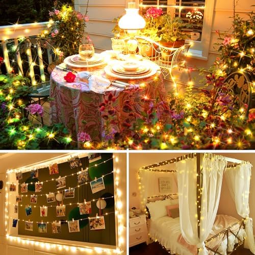 400FT 1200LED Green Wire Outdoor Fairy Lights Plug in Warm White, alternate view 2
