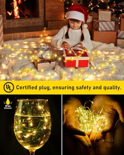 400FT 1200LED Green Wire Outdoor Fairy Lights Plug in Warm White, alternate view 6