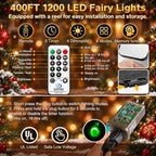 400FT 1200LED Outdoor Fairy Lights Plug in Warm White Xmas Decor, alternate view 5
