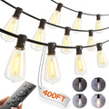 400FT(50*8) Outdoor String Lights with Remote LED Edison Waterproof