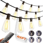 400FT(50*8) Outdoor String Lights with Remote LED Edison Waterproof