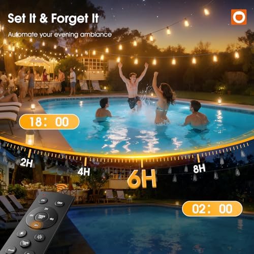 400FT(50*8) Outdoor String Lights with Remote LED Edison Waterproof, alternate view 6