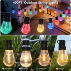 400FT RGB+IC Outdoor String Lights, IP67 Waterproof LED Color Changing Clear Bulb String Lights with App &, alternate view 2