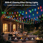 400FT RGB+IC Outdoor String Lights, IP67 Waterproof LED Color Changing Clear Bulb String Lights with App &, alternate view 5