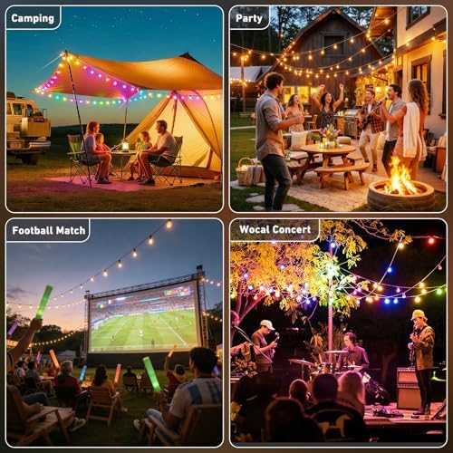 400FT RGB+IC Outdoor String Lights, IP67 Waterproof LED Color Changing Clear Bulb String Lights with App &, alternate view 6