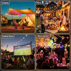 400FT RGB+IC Outdoor String Lights, IP67 Waterproof LED Color Changing Clear Bulb String Lights with App &, alternate view 6