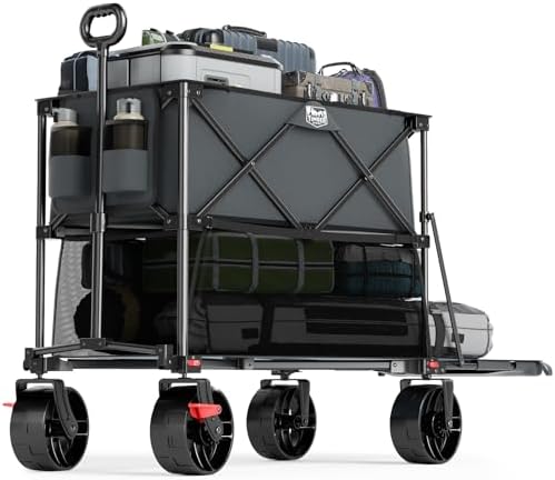 400L Folding Double Decker Wagon with Brakes, 54" Extra Long