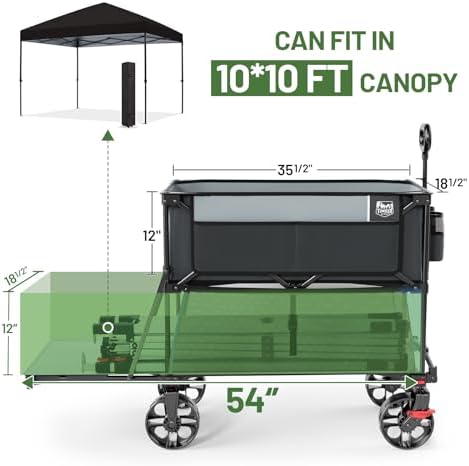 400L Folding Double Decker Wagon with Brakes, 54" Extra Long, alternate view 3