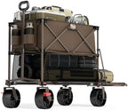 400L Large Capacity Folding Double Decker Wagon with Brakes, 54" Extra Long Extender Wagon Cart, 450lbs Heavy