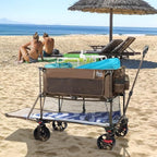 400L Large Capacity Folding Double Decker Wagon with Brakes, 54" Extra Long Extender Wagon Cart, 450lbs Heavy, alternate view