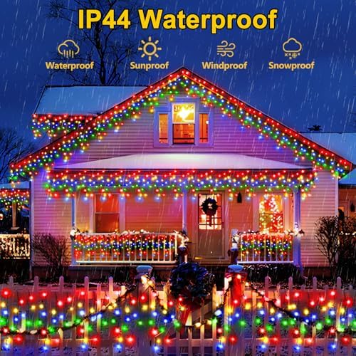 400LED Christmas Icicle Lights - 33FT Dark Green Wire with 8 Modes & 75 Drops for Outdoor Decor, alternate view 5