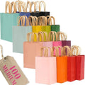 400Pcs Medium Size Paper Gift Bags with Handles - 10.6"x8.3"x4.3" Kraft Party Bags - 16 Solid Colors in 1 Count