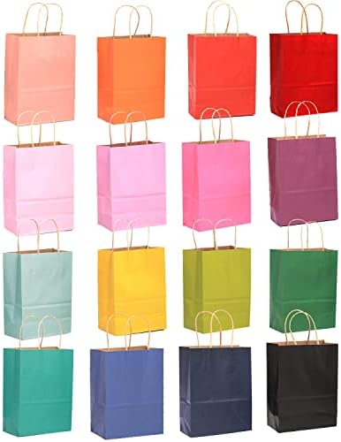 400Pcs Medium Size Paper Gift Bags with Handles - 10.6"x8.3"x4.3" Kraft Party Bags - 16 Solid Colors in 1 Count, alternate