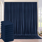 40ft×10ft Navy Blue Wrinkle Free Backdrop Curtains for Parties, 8 Panels 5×10ft Thick Silky Polyester Navy Photo