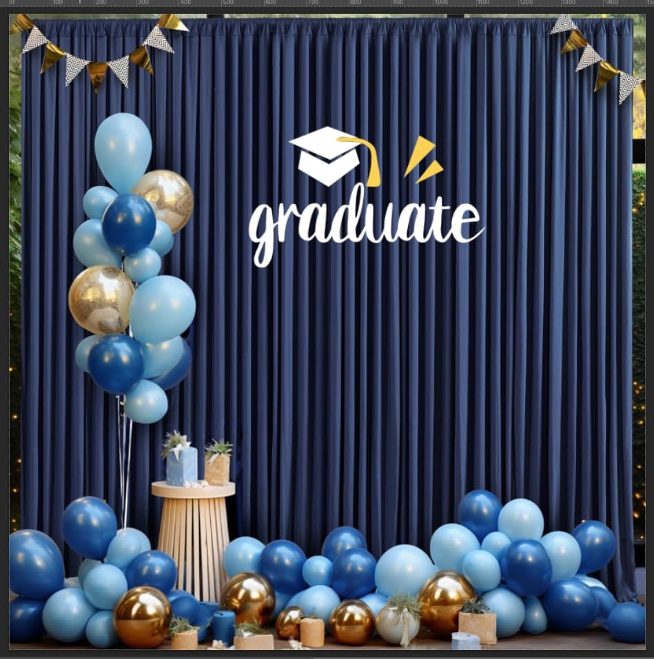 40ft×10ft Navy Blue Wrinkle Free Backdrop Curtains for Parties, 8 Panels 5×10ft Thick Silky Polyester Navy Photo, alternate