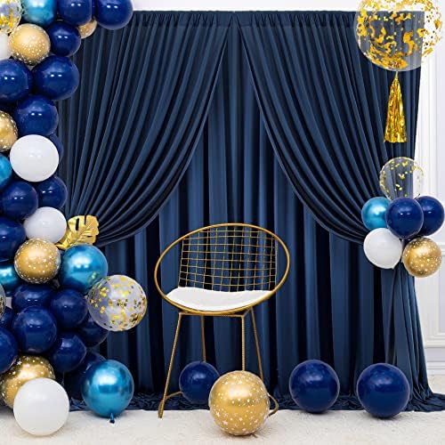 40ft×10ft Navy Blue Wrinkle Free Backdrop Curtains for Parties, 8 Panels 5×10ft Thick Silky Polyester Navy Photo, alternate