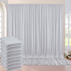 40ft×10ft Sliver Grey Wrinkle Free Backdrop Curtains for Parties, 8 Panels 5×10ft Thick&Silky Polyester Sliver