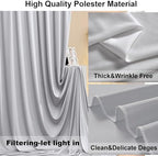 40ft×10ft Sliver Grey Wrinkle Free Backdrop Curtains for Parties, 8 Panels 5×10ft Thick&Silky Polyester Sliver, alternate