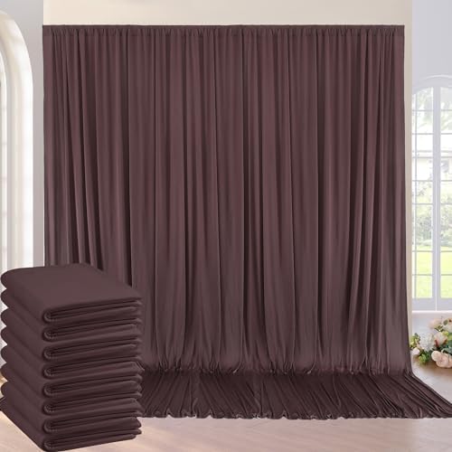 40ft×10ft Wrinkle Free Brown Backdrop Curtain for Parties, 8 Panels 5×10ft Soft Silky Polyester Umber Photo