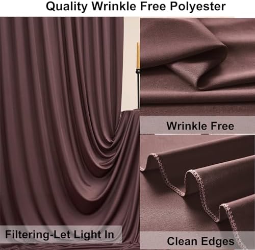 40ft×10ft Wrinkle Free Brown Backdrop Curtain for Parties, 8 Panels 5×10ft Soft Silky Polyester Umber Photo, alternate view 4