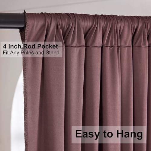40ft×10ft Wrinkle Free Brown Backdrop Curtain for Parties, 8 Panels 5×10ft Soft Silky Polyester Umber Photo, alternate view 5