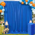 40ft×10ft Wrinkle Free Royal Blue Backdrop Curtain for Parties, 8 Panels 5×10ft Soft Sliky Polyester Blue Photo