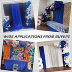 40ft×10ft Wrinkle Free Royal Blue Backdrop Curtain for Parties, 8 Panels 5×10ft Soft Sliky Polyester Blue Photo, alternate