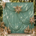 40ft×10ft Wrinkle Free Sage Green Backdrop Curtain for Parties in W5ftxH10ft_8 Panels in Sage Green